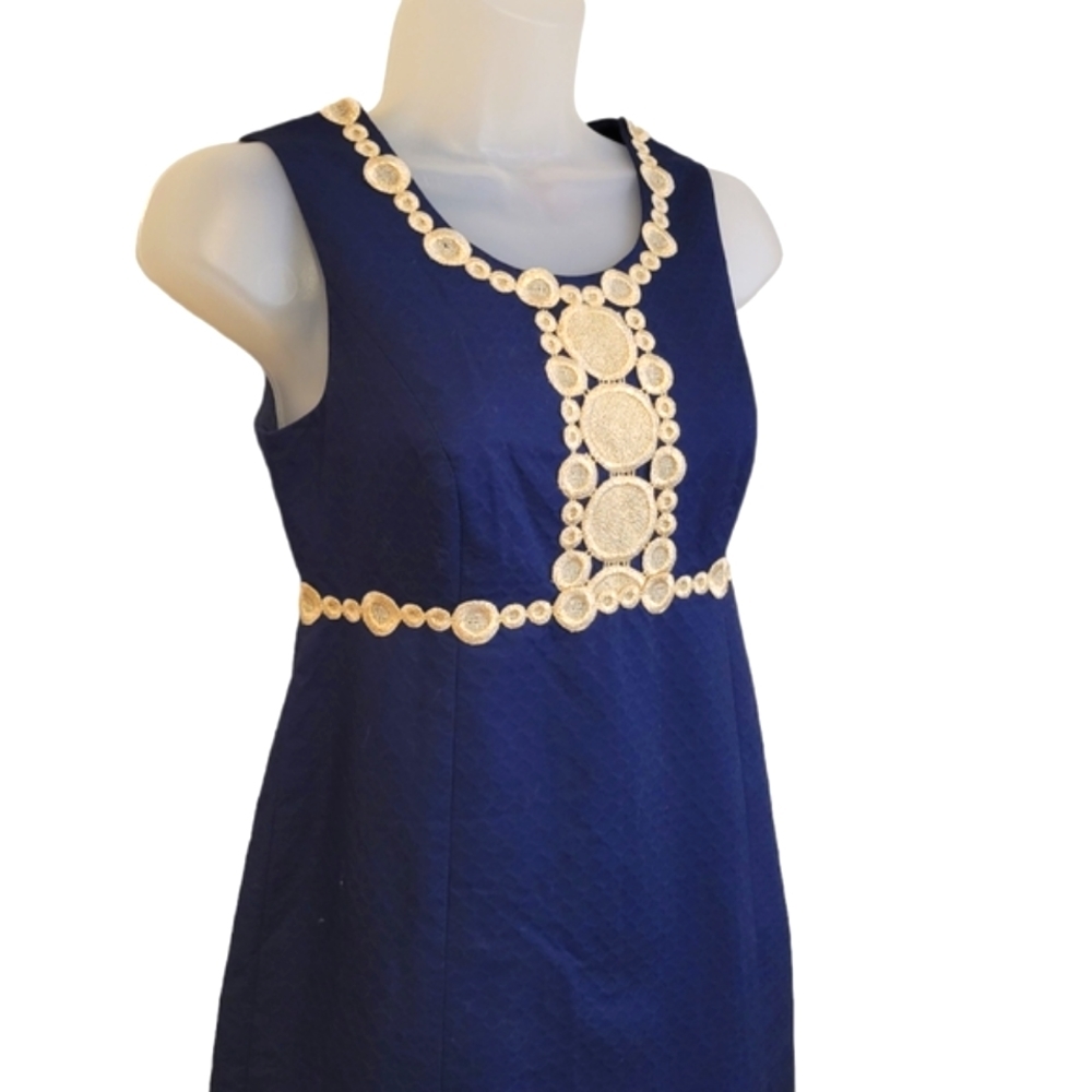 Lilly Pulitzer Navy Dress with White Lace Trim - Picture 9 of 12